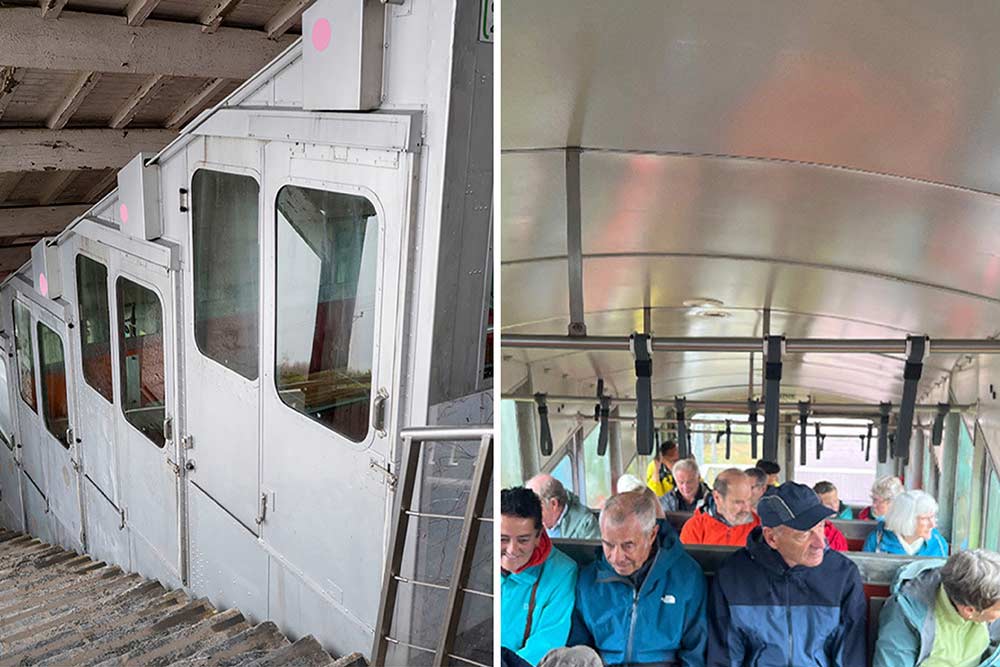 Lourdes - Le funiculaire extérieur et intérieur.