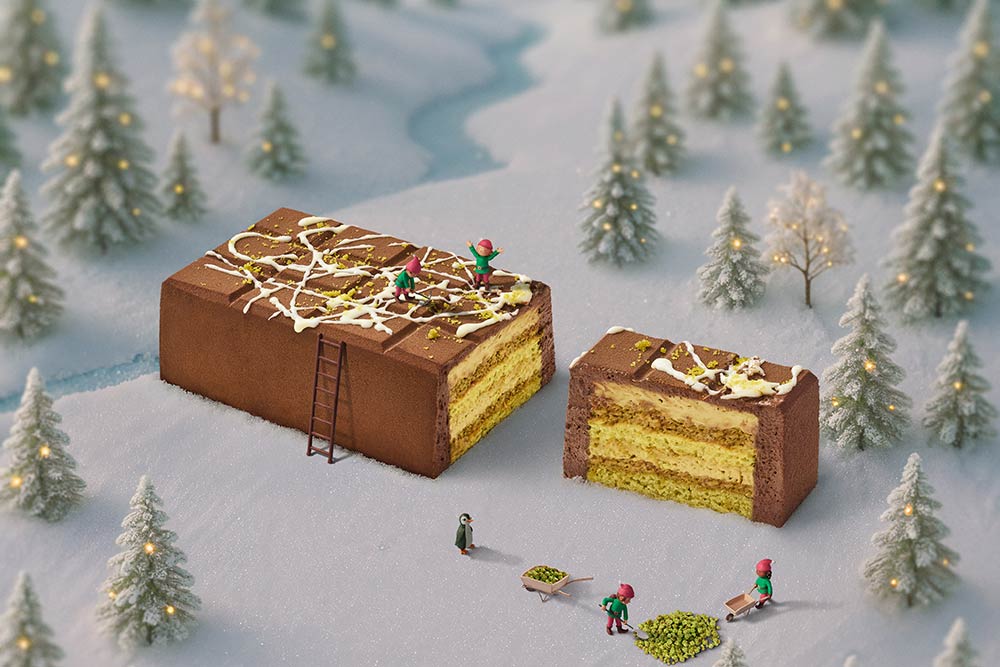 La bûche pâtissière façon Dubaï.