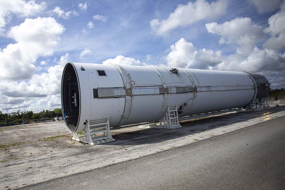 Une partie de lanceur. Pour Ariane 6, l’assemblage se fait en position couchée.