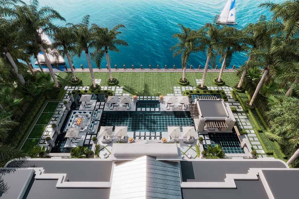 Une piscine face à la mer.