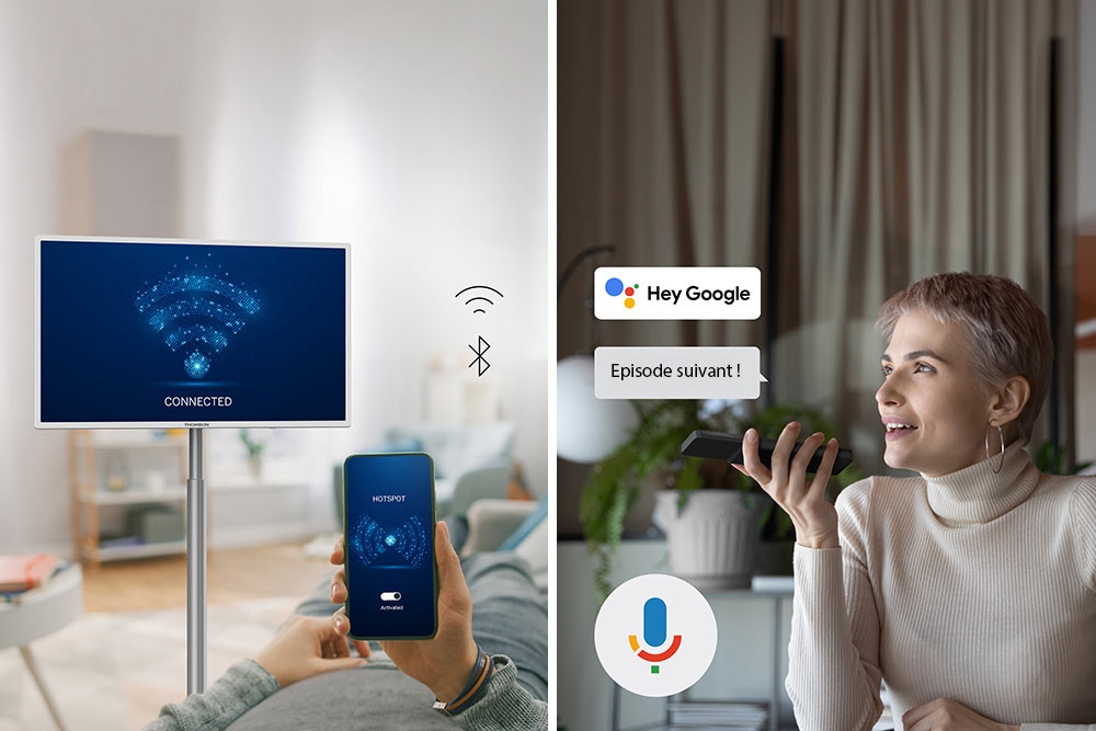 Le Thomson Go TV - L’installation au Wifi est ultra-facile. Le téléviseur obéit au doigt et à la voix ! ©Thomson