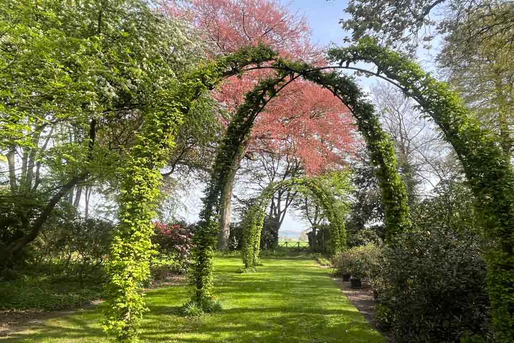 Arceaux végétaux créant une perspective