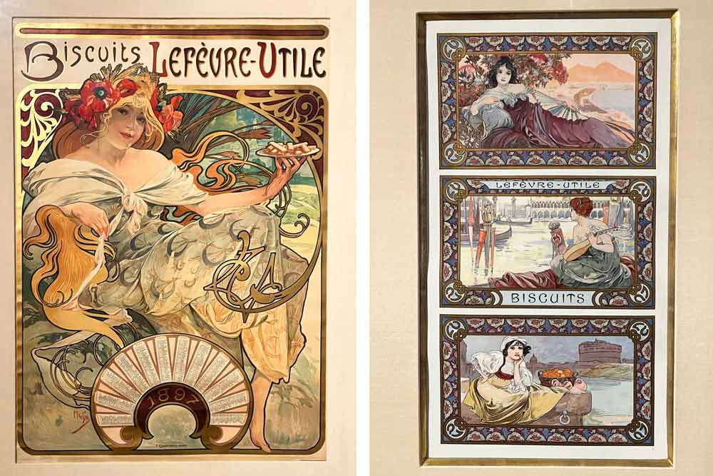 Affiche et maquettes pour des biscuits (premier musée Mucha, rue Panska)