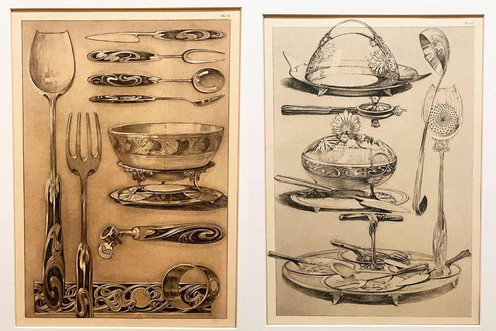 Olomouc - Dessins pour des objets d’arts décoratifs (premier musée Mucha, rue Panska)