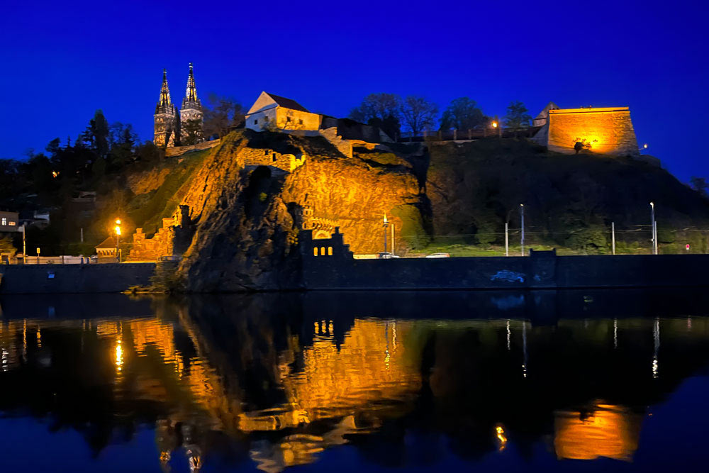 Olomouc - Monuments éclairés sur la Vltava