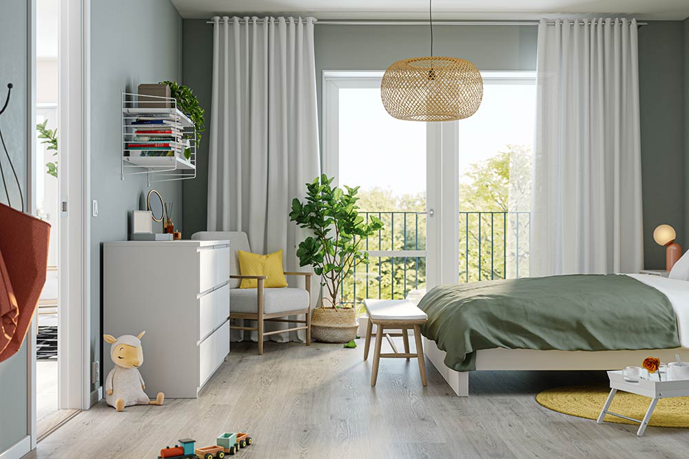 Un gris qui se marie parfaitement avec le mobilier et la décoration.
